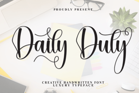 Daily Duty Font: Elegant Script for Handmade Products